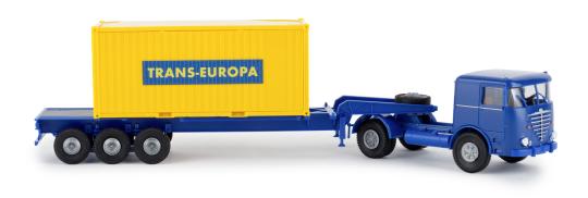 Brekina LKW Büssing 20ft Box-Cont-SZ Trans Europa 79218 