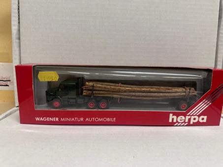 Herpa LKW Scania Hauber Langholztransporter-HZ grün 