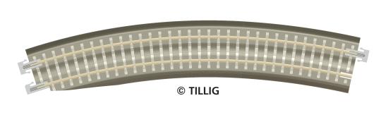 Tillig B-Gleis grau BR 11-32kli: Gebogenes Pass-Stück, links, R 396 mm 83774 