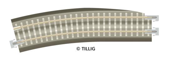 Tillig B-Gleis grau BG3-BR12kli: Gebogenes Pass-Stück, links, R 353 mm 83776 