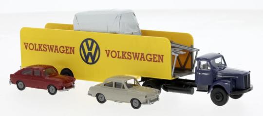 Brekina LKW Scania L 111 Autotransport-SZ mit Ladegut 1962 