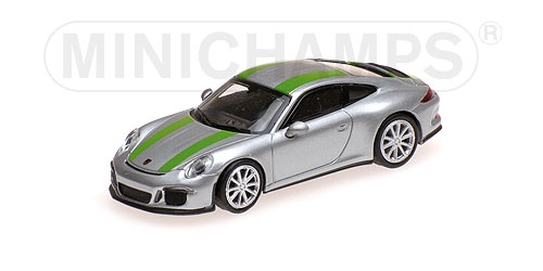 Minichamps 1:87  Porsche 911 R - 2016 - silver/green stripes 