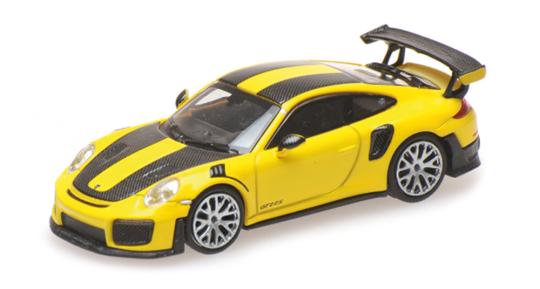 Minichamps 1:87 PORSCHE 911 GT2 RS - 2018 - YELLOW W/ CARBON STRIPES 