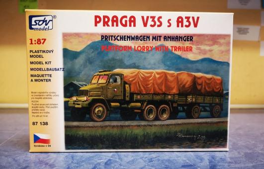 SDV Bausatz Praga V3S s A3V Pritschen-LKW mit Anhänger Militär Tschechien 
