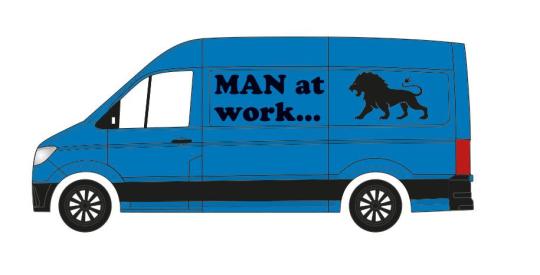 Herpa MAN e-TG-E Kasten HD blau eXtra 