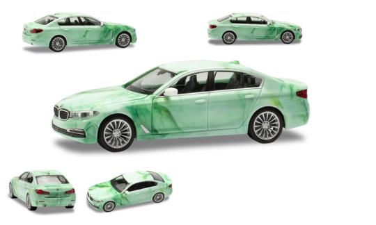 Herpa PKW BMW 5er Limousine grün/marmoriert 936798 