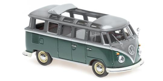 Minichamps 1:43 VOLKSWAGEN SAMBA BUS - 1961 - GREY/GREEN 940052300 