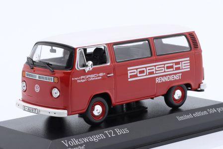 Minichamps 1:43 Volkswagen VW T2 bus Porsche Renndienst 1972 red 