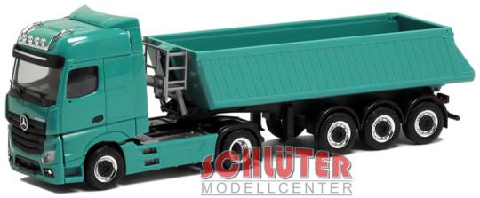 Herpa LKW MB Actros 11 Bigspace Baukipper-SZ türkis 