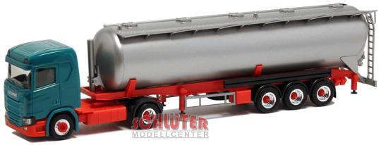 Herpa LKW Scania CR 20 ND Feldbinder Kippsilo-SZ türkis/silb 