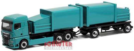 Herpa LKW MAN TG-X GM Pressmüllcontainer-HZ türkis 