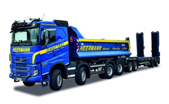 Herpa LKW Volvo FH4 FD Abrollmulden-HZ+TU4 Heermann 953573 