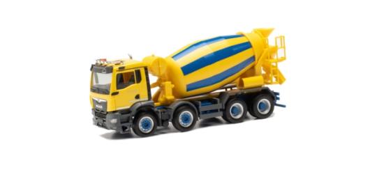 Herpa LKW MAN TG-S NN Betonmischer-LKW 4achs blau/gelb 