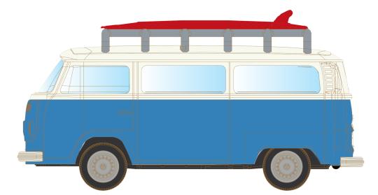 Minis N 1:160 VW T2 Bus mit Surfbrett, blau/weiß LC3969 