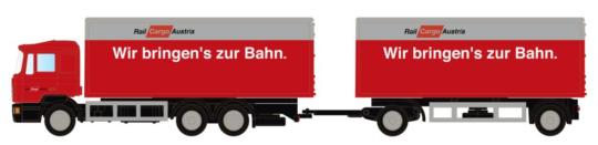 Minis LKW MAN F90, 3-achs Koffer-Hängerzug RCA LC4608 