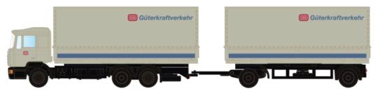 Minis LKW MAN F90, 3-achs Wechselpritschen-Hängerzug DB Güterkraftv. LC4634 