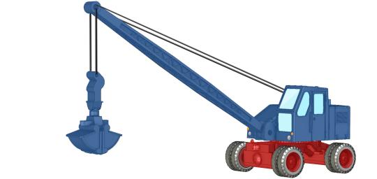 Minis N Fuchs F 301 Bagger, Gittermast m. Schaufel, blau/rot 
