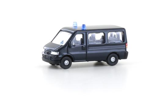 Minis N 1:160 Fiat Ducato II Bus, dunkelblau mit Blaulicht 