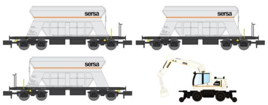 Lemke Collection JC 3er Set Selbstentladewagen + 2-Wege Bagger Liebherr A922 rai 