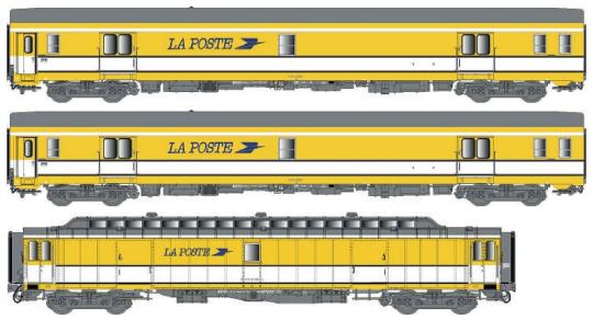 LS Models 3er Set Postwagen UIC+UIC+OCEM SNCF Ep.IV, gelb/we 