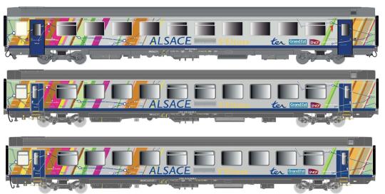 LS Models 3tlg. Wagenset VTU B11tu PLC + 2xB11tu SNCF Alsace Ep.V/VI 