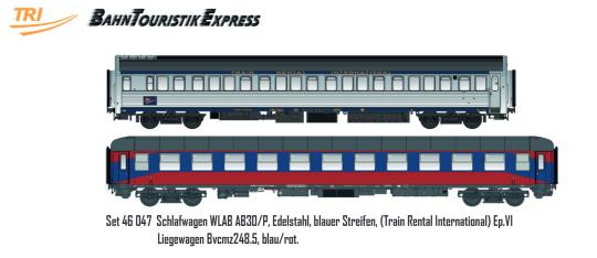 LS Models 2er Set Schlafwagen WLAB AB30/P TRI + Liegewagen LS46047 