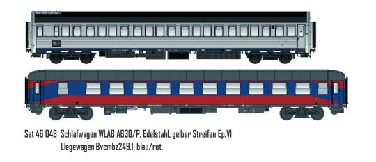 LS Models 2er Set Schlafwagen WLAB AB30/P + Liegewagen 