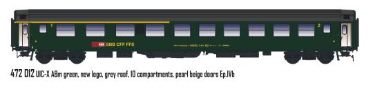 LS Models UIC-X Personenwagen ABm, 1./2.Kl. SBB, Ep.IVb, neues Logo LS472012 