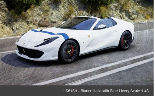 Looksmart 1:43 Ferrari 812 GTS - Bianco Italia with Blue Livery 