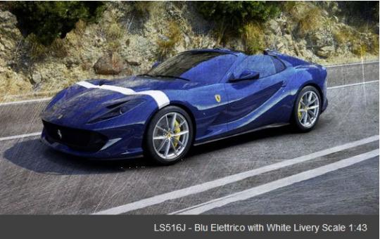 Looksmart 1:43 Ferrari 812 GTS - Blu Elettrico with White Livery 