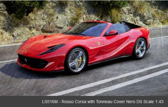 Looksmart 1:43 Ferrari 812 GTS - Rosso Corsa with Tonneau Cover Nero DS 