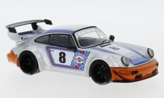 IXO 1:43 Porsche 964 RWB - #8 - RAUH-Welt" - silver/decor 