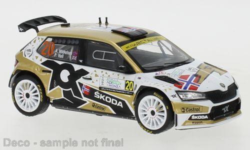 IXO 1:43 Skoda Fabia Rally2 EVO, No.20, WRC, Rally Monza, A.Mikkelsen/P.Hall, 20 