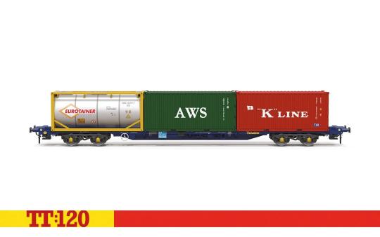 Hornby TT 4a Containerwagen Sffgmss 20\' AWM/K-Line/Eurotainer 