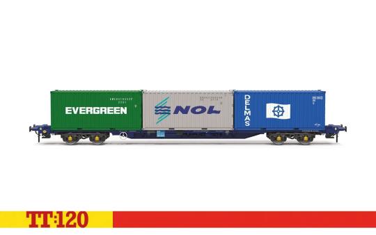 Hornby TT 4a Containerwagen Sffgmss 20' Evergreen/NOL/DELMAS 