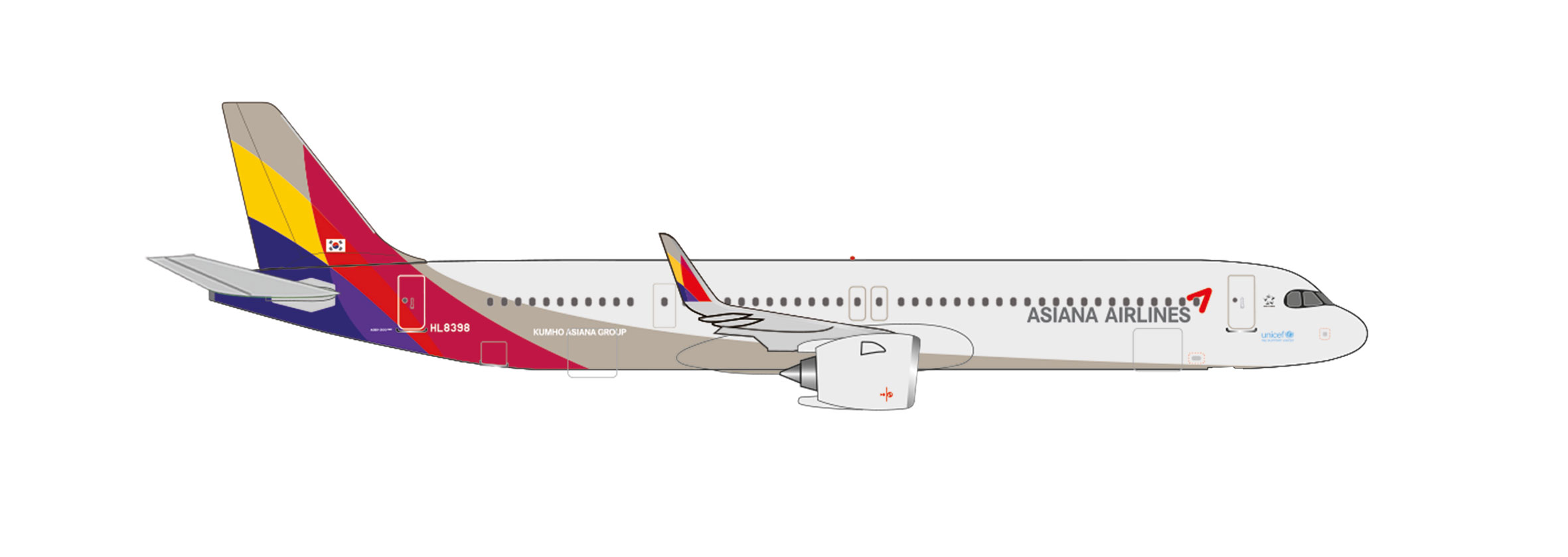 ScaleModelStore.com :: Herpa Wings 1:500 - 536493 - Asiana Airlines Airbus  A321neo