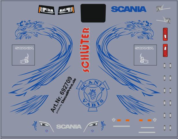 Decals für Truckdekor für Scania CS 6,5 x 5,0 cm blau 
