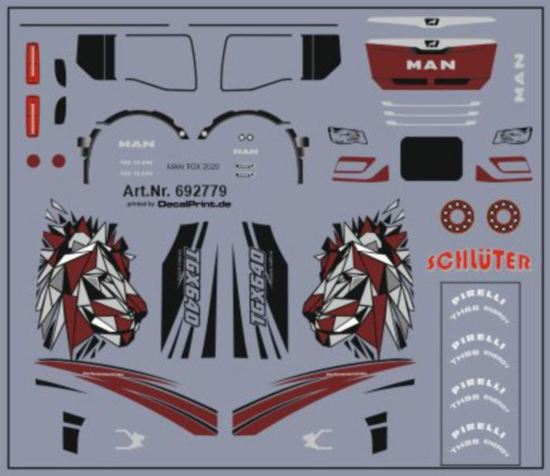 rot Decals für Truckdekor für MAN TGX GX 7,5 x 6,3 cm